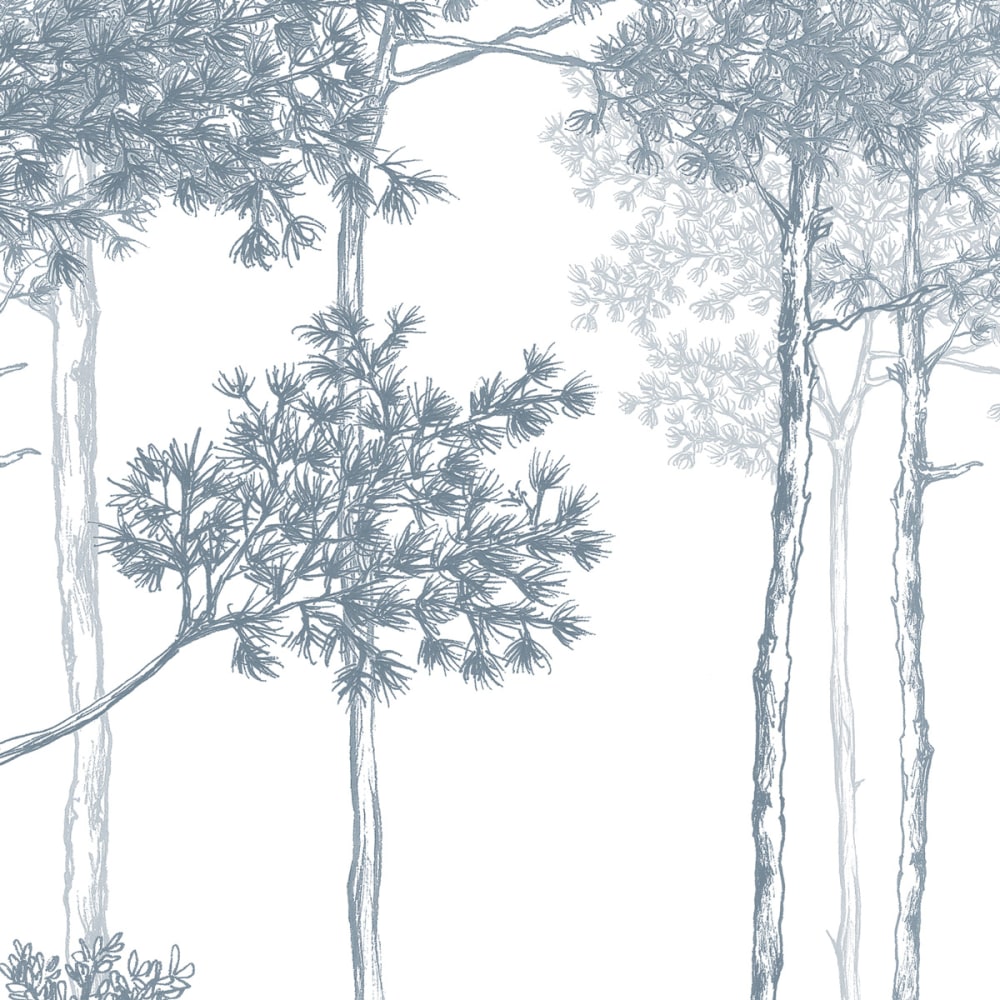 Papier peint balade dans les bois, bleu 525 x 250cm — vue 4