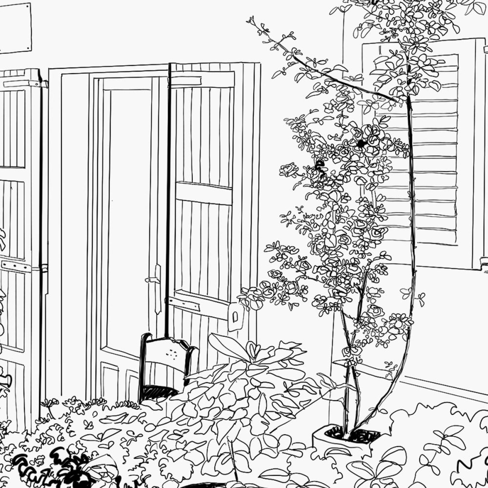 Papier peint terrasse d'été, noir et blanc 525 x 250cm — vue 4