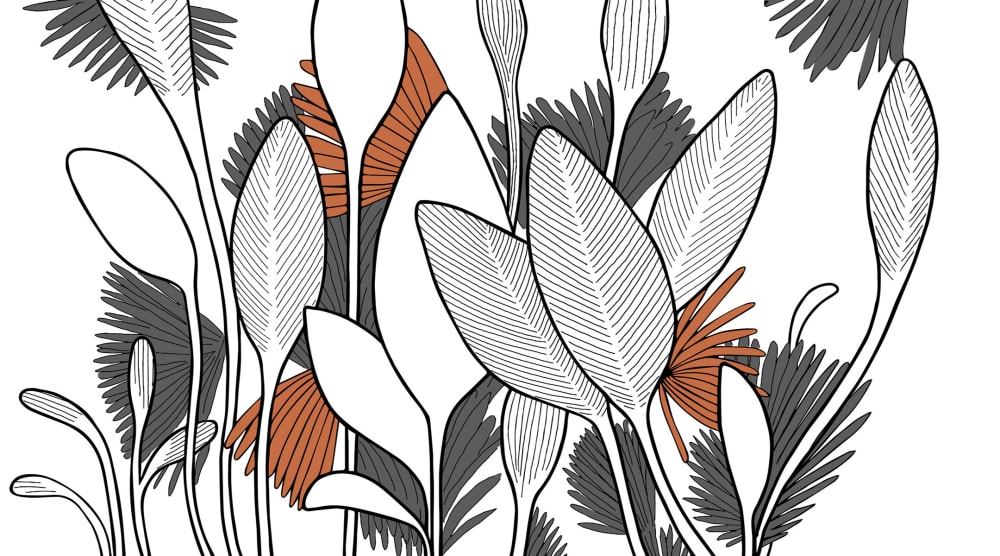 Papier peint végétal, gris 450 x 250cm — vue 3