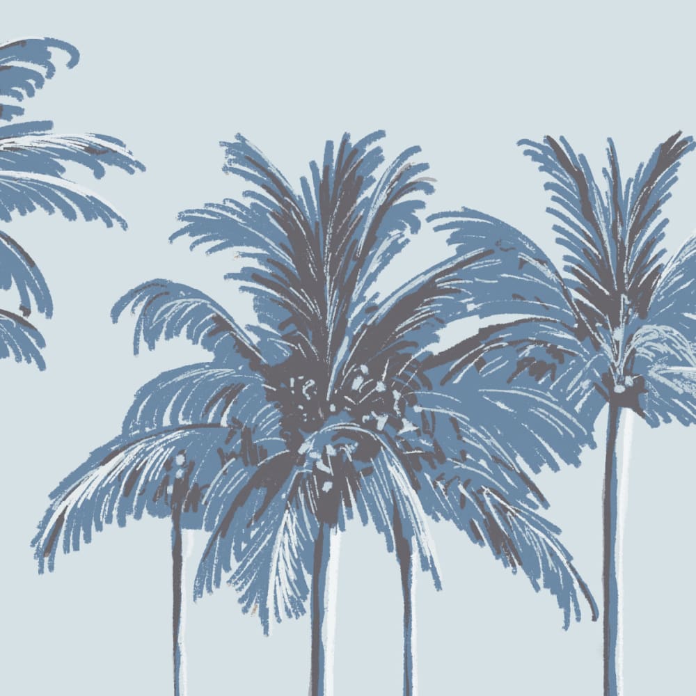 Papier peint palmiers, bleu 375 x 250cm — vue 4