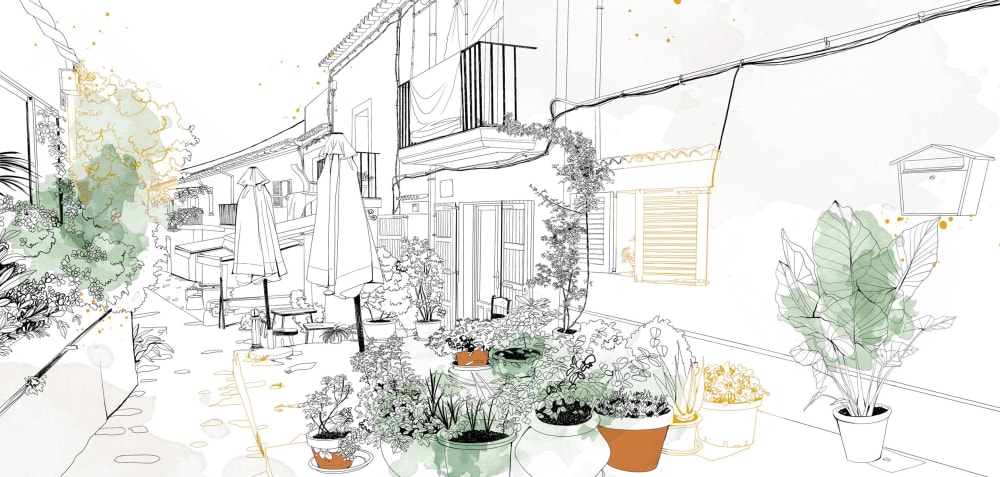 Papier peint terrasse d'été, vert 225 x 250cm — vue 3