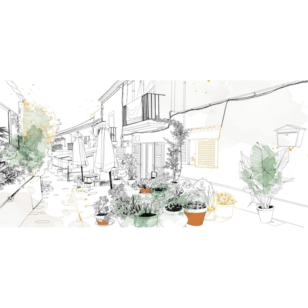 Carta da parati panoramica piazza di villaggio francese, ver -