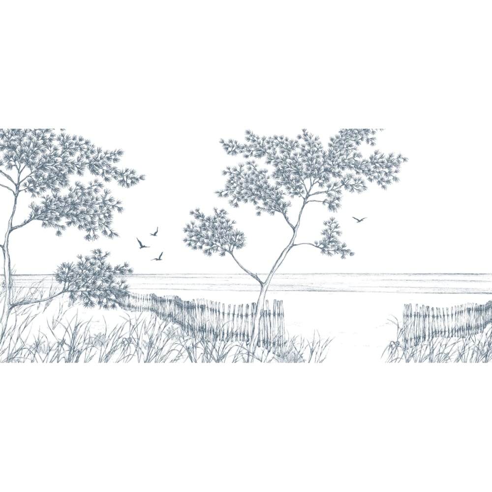 Papier peint balade en bord de mer, bleu 150 x 250cm — vue 3