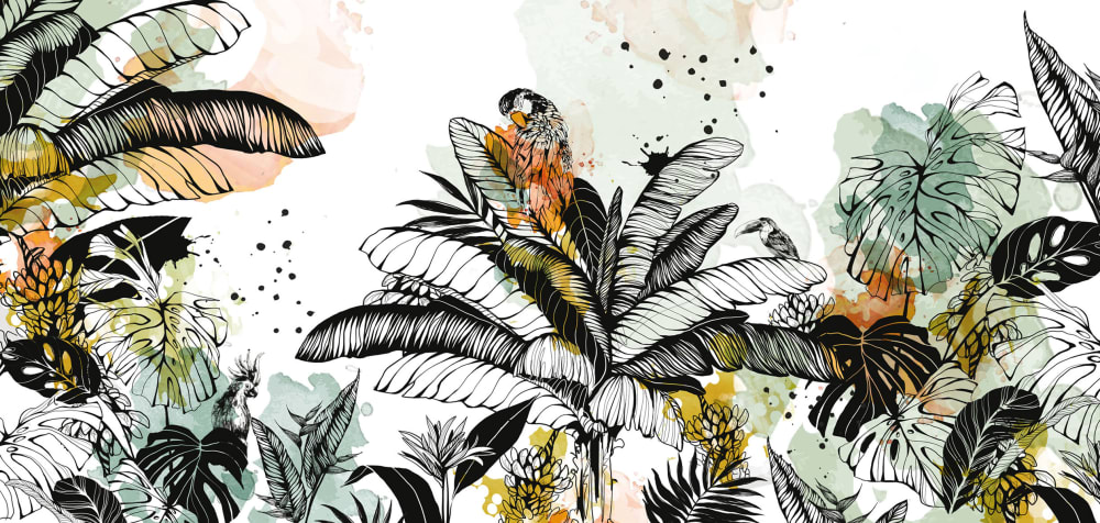 Papier peint dans la jungle, vert 375 x 250cm — vue 3