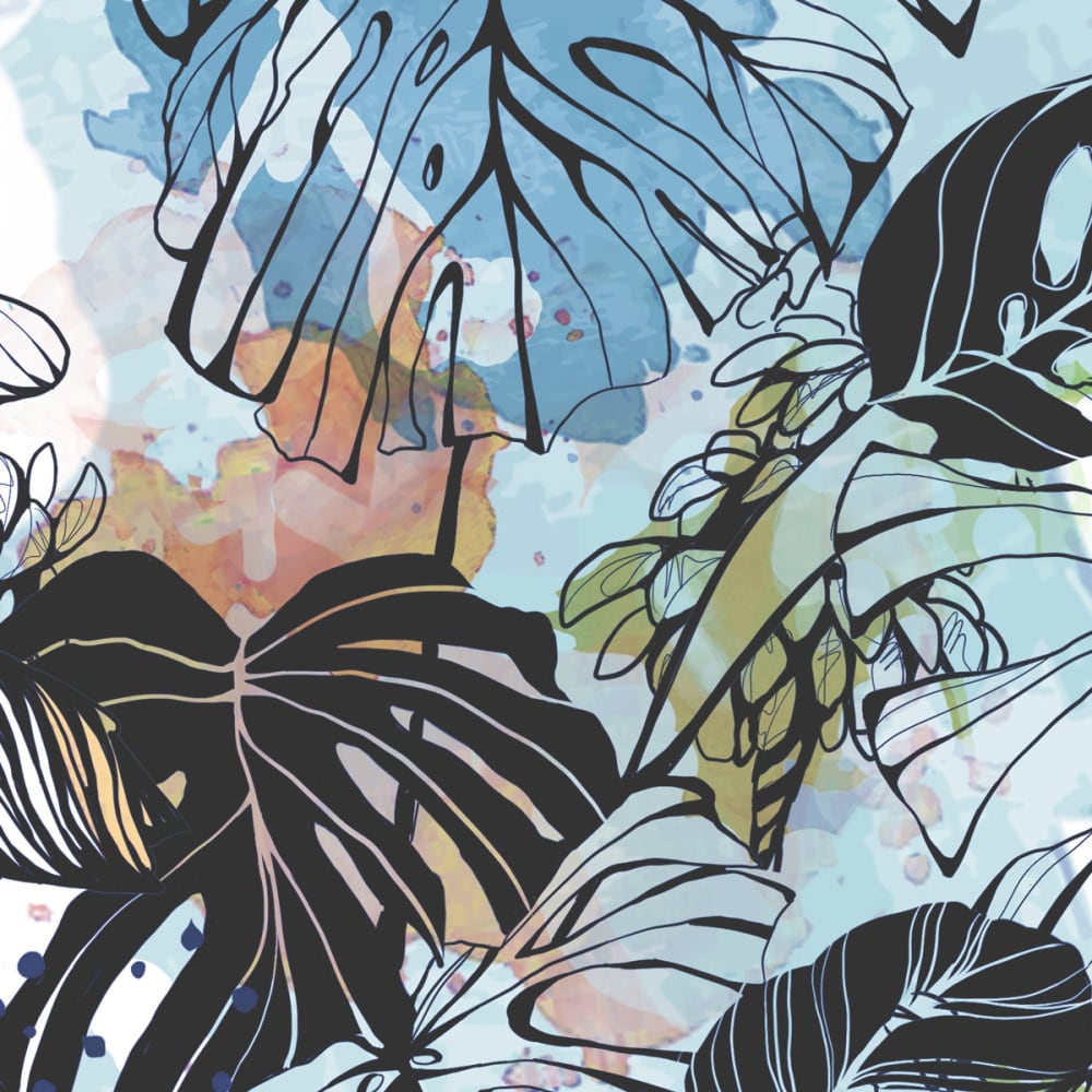 Papier peint dans la jungle, bleu 375 x 250cm — vue 4