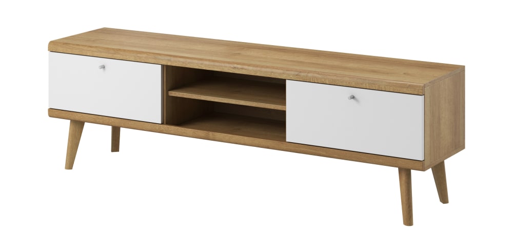 Meuble TV effet bois - blanc