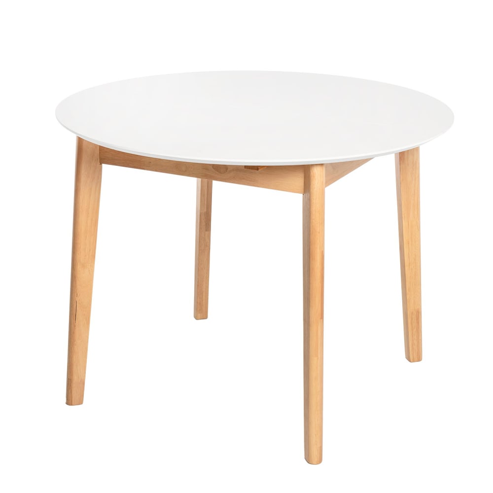 Koketto Home Ausziehbarer runder Tisch 100 cm in Weiß. Weiß Holz