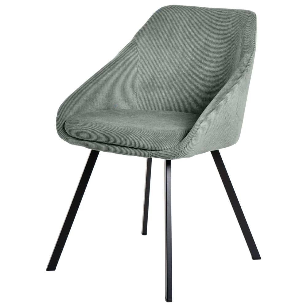 Koketto Home Gepolsterter Stuhl aus Rippstoff in Mint mit Metallbeinen in Schwarz. Grün Pes - Polyester