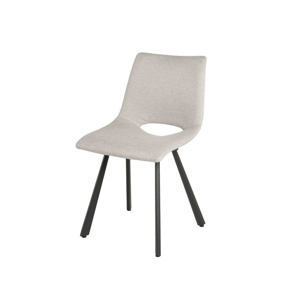 Koketto Home Gepolsterter Stuhl mit schwarzen Metallbeinen und beigem Sitz. - Pes - Polyester