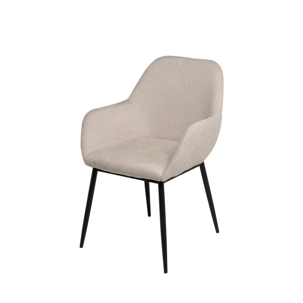 Koketto Home Beiger gepolsterter Stuhl mit Armlehnen und schwarzen Beinen. Beige Pes - Polyester