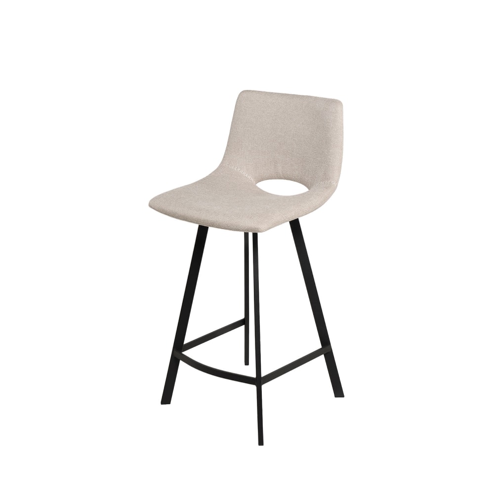 Koketto Home Niedriger gepolsterter Hocker mit Beinen in Schwarz und in Beige. Beige Pes - Polyester
