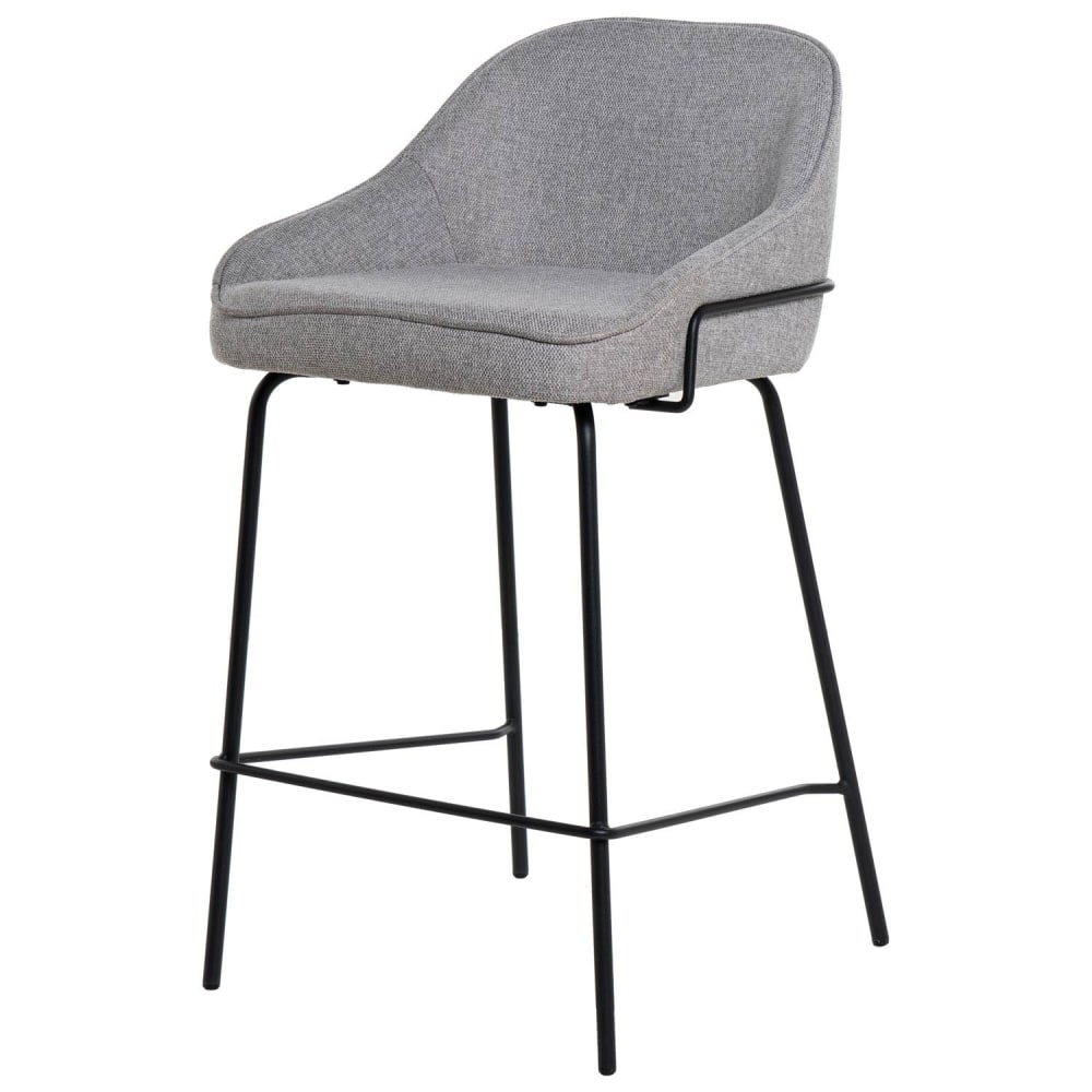 Koketto Home Eleganter niedriger Hocker mit Bezug in Hellgrau. - Pes - Polyester