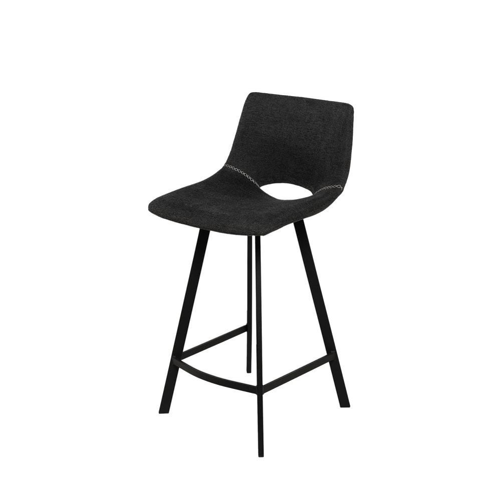 Koketto Home Niedriger Hocker mit Bezug in Dunkelgrau und Beinen in Schwarz. - Pes - Polyester