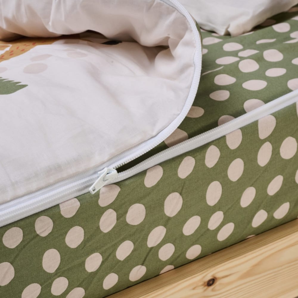 Parure de lit enfant avec couette motif jungle 90x190cm (Bleu Câlin) - Image 2