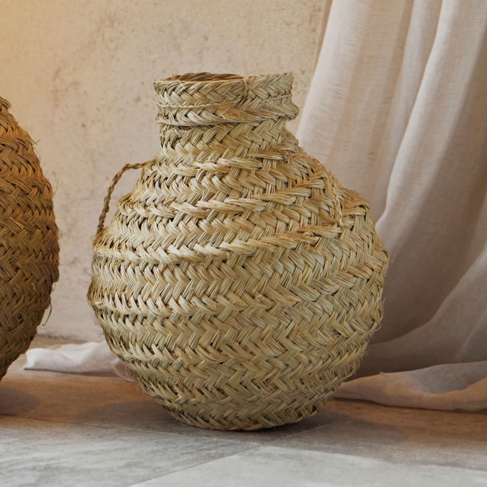 Grand panier déco jarre osier naturel 40 cm