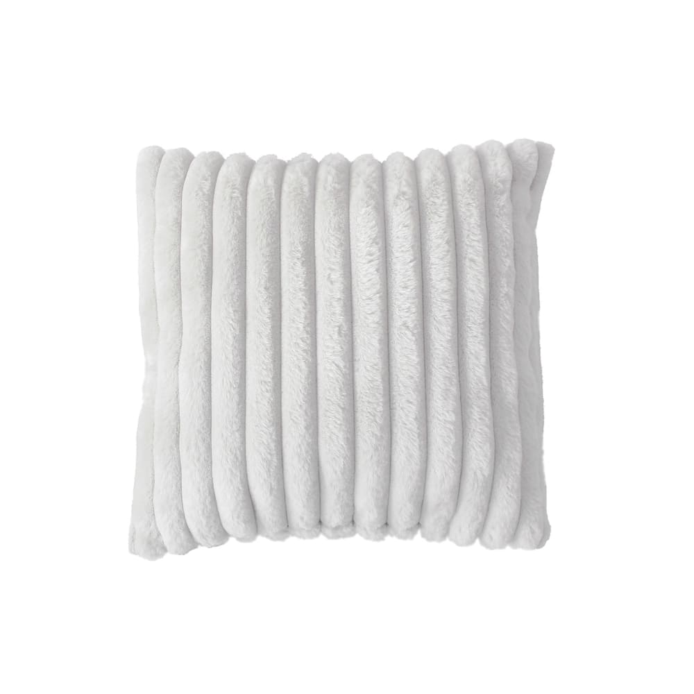 Coussin côtelé à effet fourrure polyester blanc 40 x 40