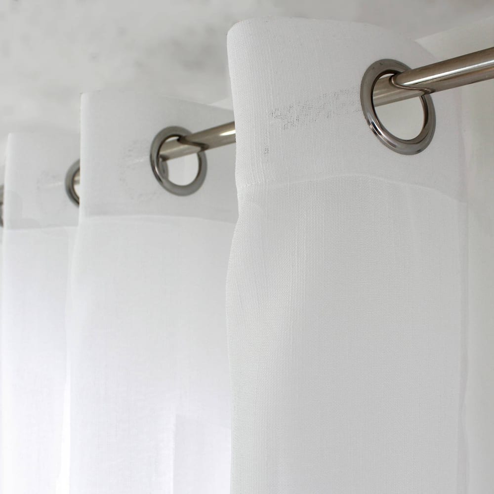 Voilage bohème à bandes ajourées polyester blanc 140x240 cm - Maisons du Monde