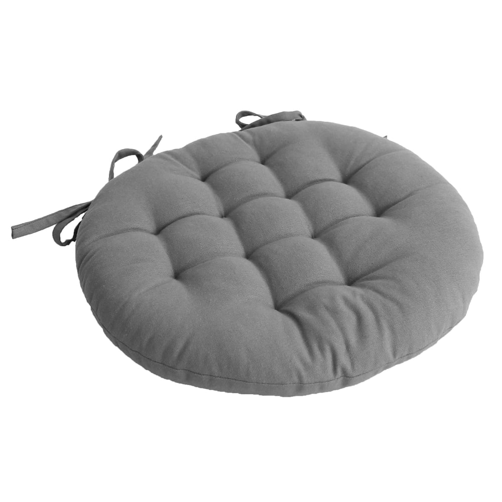 Galette de chaise piquée et ronde coton gris clair 38x38 cm