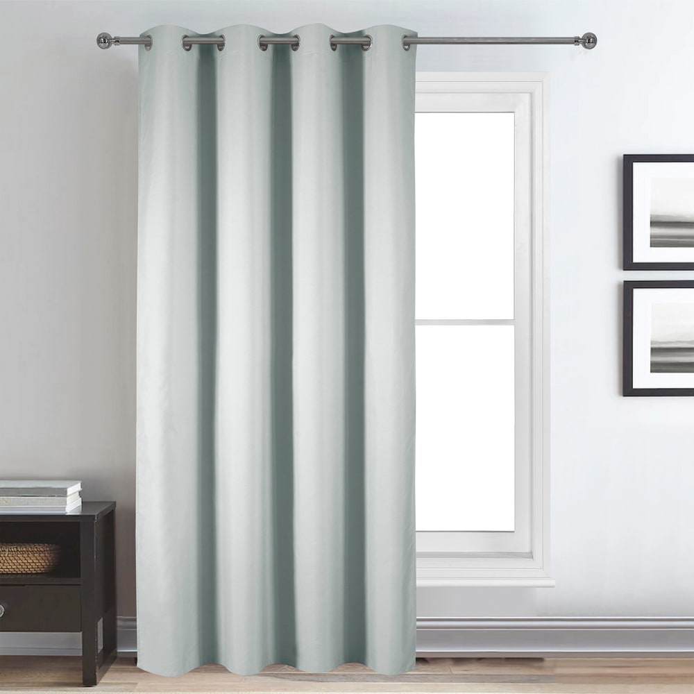 Rideau déco uni occultant et thermique polyester gris perle 140x260 cm