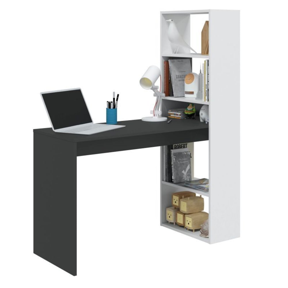 Mesa escritorio con estantería Duplo - Blanco/Antracita