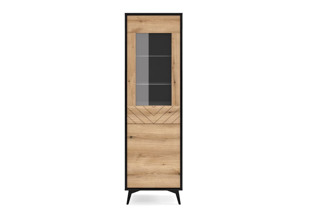 Vitrine effet bois Crème et Noir