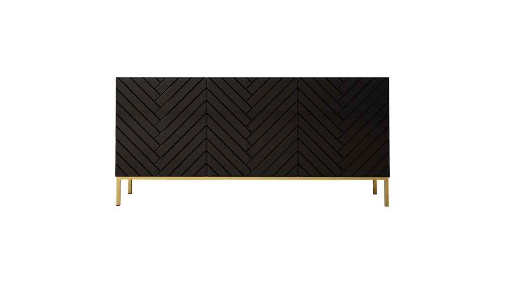 AKL FURNITURE Sideboard Holzeffekt Schwarz style modern Schwarz Spanplatte