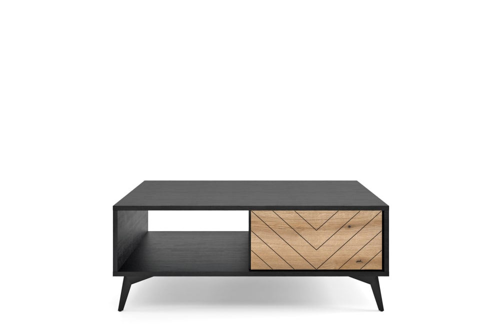 Table basse effet bois Crème et Noir