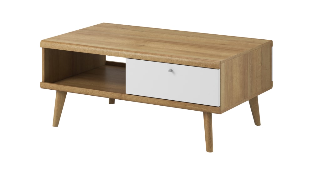 table basse effet bois - blanc