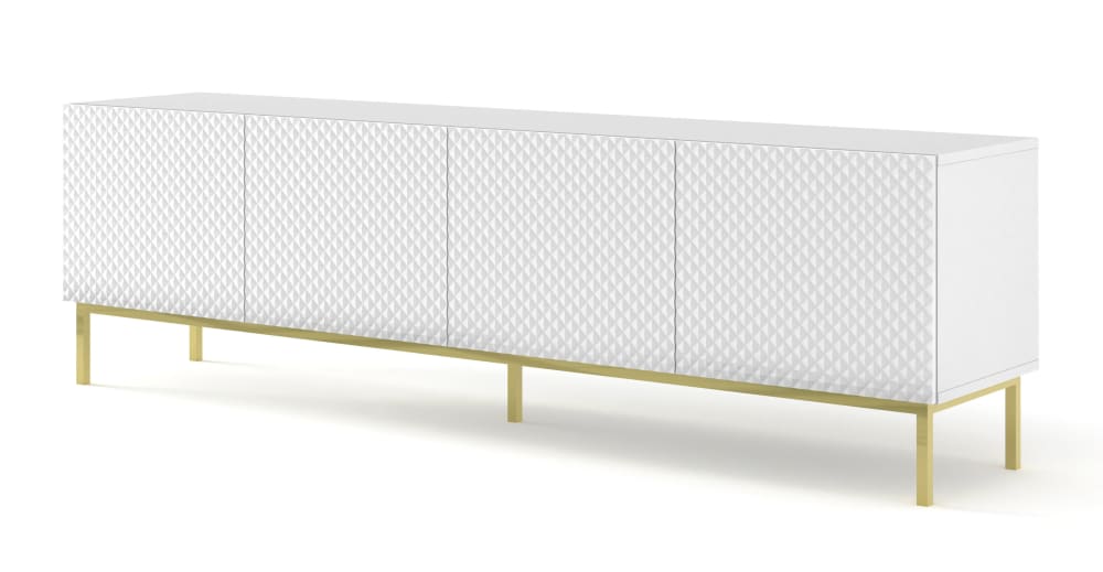 Meuble TV effet bois Blanc et Doré Meuble TV effet bois Blanc et Doré