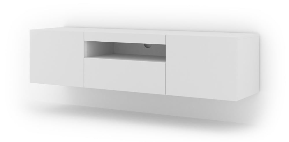 Meuble tv mural 3 portes 150 cm panneaux stratifiés blanc Meuble tv mural 3 portes 150 cm panneaux stratifiés blanc