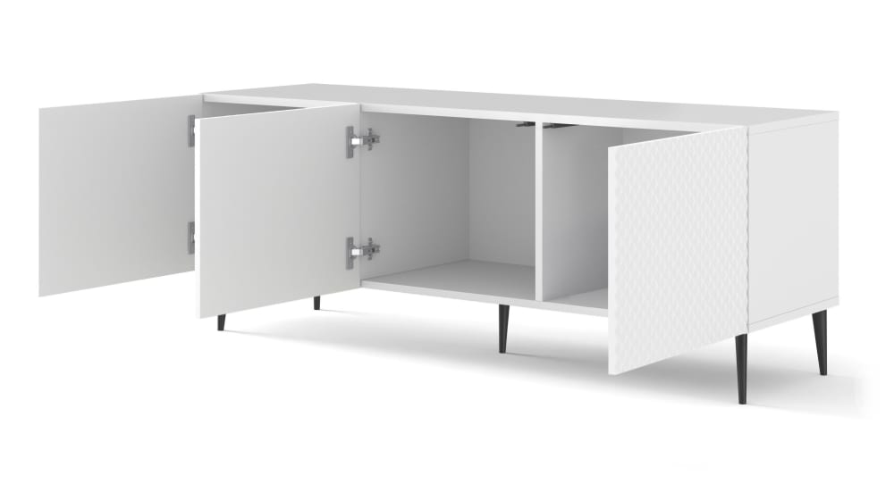 Meuble TV effet bois Blanc et Noir Meuble TV effet bois Blanc et Noir