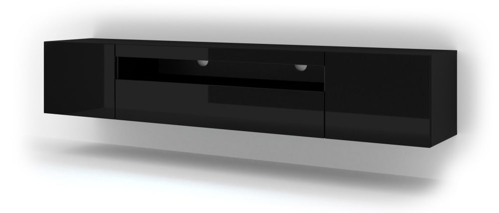 Meuble TV effet bois Noir Meuble TV effet bois Noir