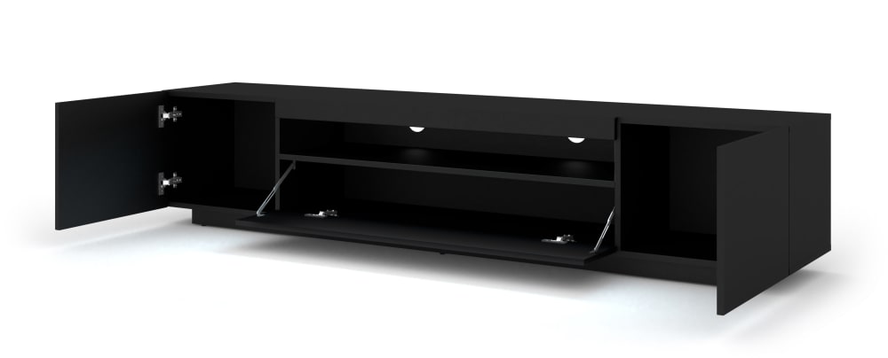 Meuble tv mural 3 portes 200 cm panneaux stratifiés noir - Maisons du Monde