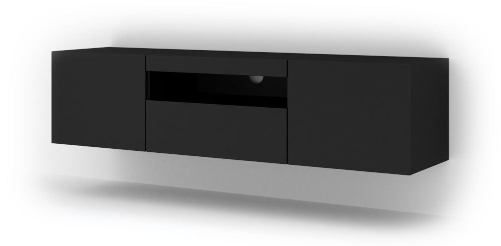 Meuble tv mural 3 portes 150 cm panneaux stratifiés noir Meuble tv mural 3 portes 150 cm panneaux stratifiés noir
