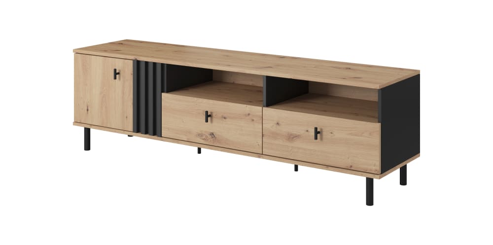 Meuble TV effet bois - noir