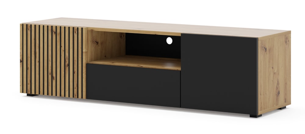 Meuble tv 3 portes 150 cm panneaux laminés noir Meuble tv 3 portes 150 cm panneaux laminés noir