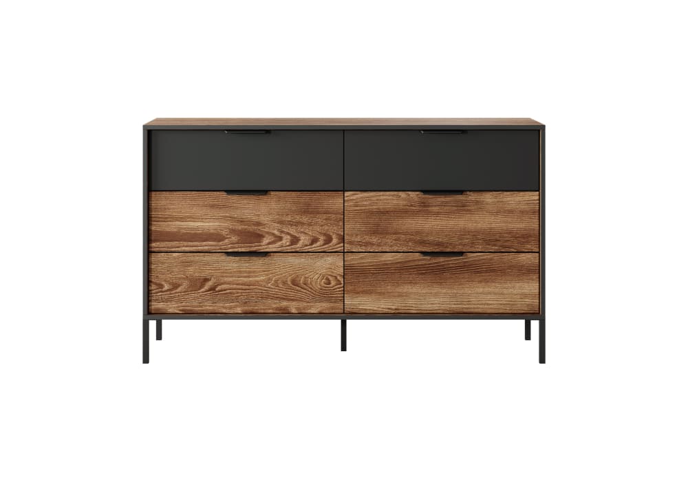 AKL FURNITURE Kommode Holzeffekt Schokoladenbraun und Schwarz style modern - Spanplatte