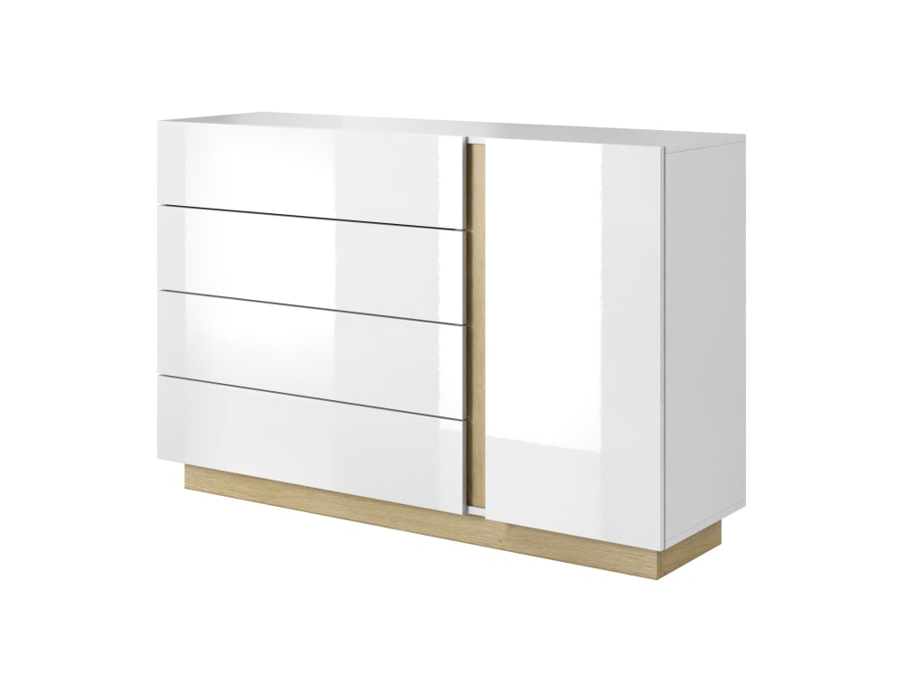 AKL FURNITURE Kommode Holzeffekt Weiß style modern Weiß Spanplatte