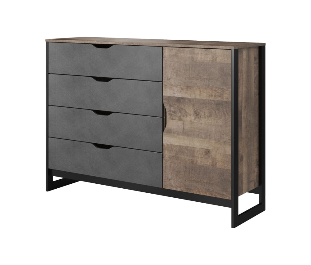 AKL FURNITURE Kommode Holzeffekt Creme und Grau style modern Beige Spanplatte