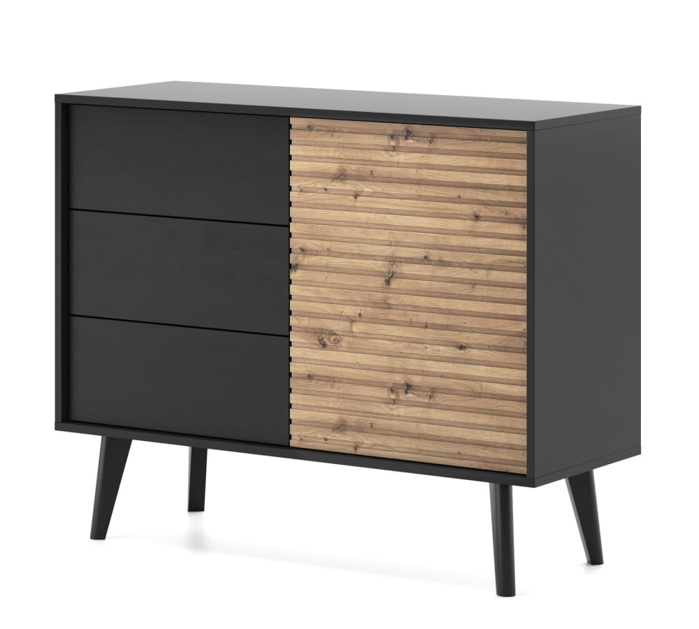 AKL FURNITURE Kommode Holzeffekt Creme und Schwarz style modern Beige Spanplatte