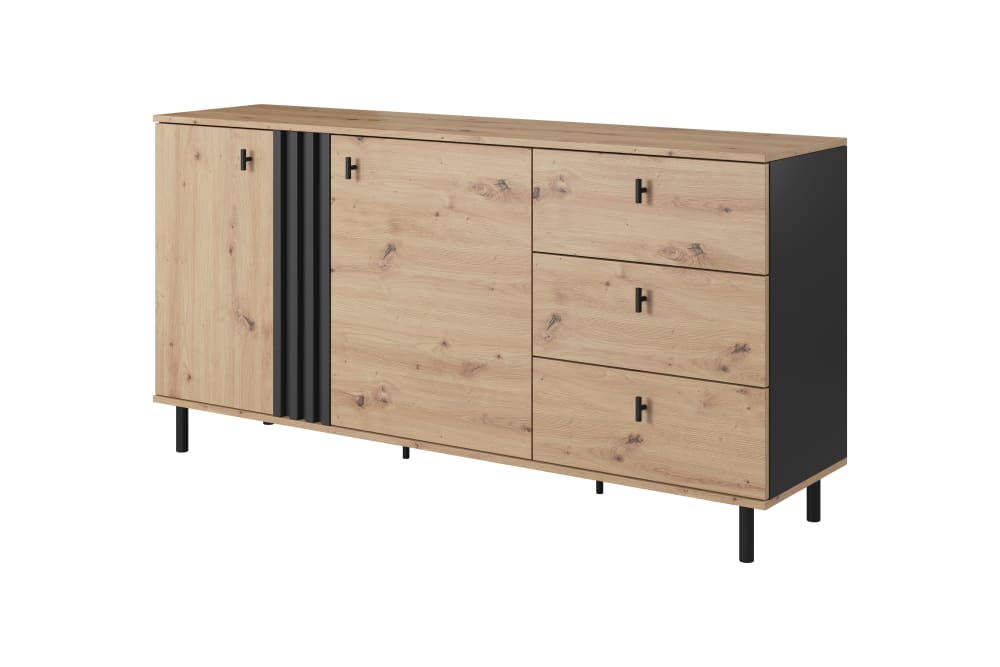 AKL FURNITURE Kommode Holzeffekt Creme und Schwarz style modern Beige Spanplatte