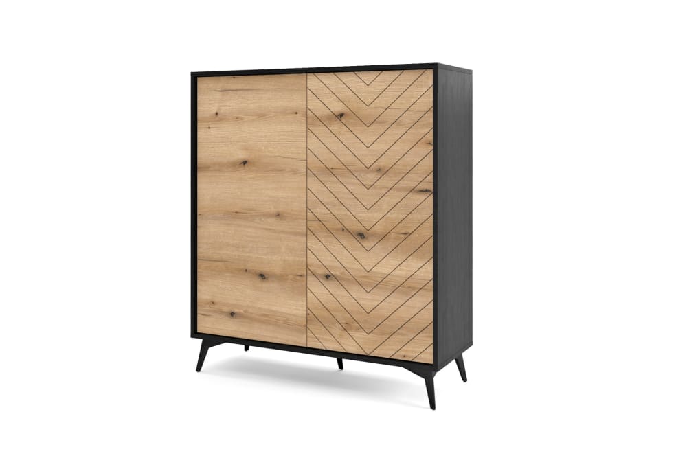 AKL FURNITURE Kommode Holzeffekt Creme und Schwarz style modern Beige Spanplatte