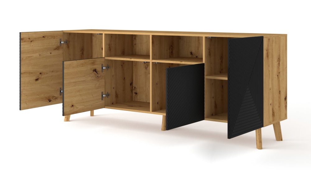 Buffet 4 portes panneaux laminés marron - Maisons du Monde