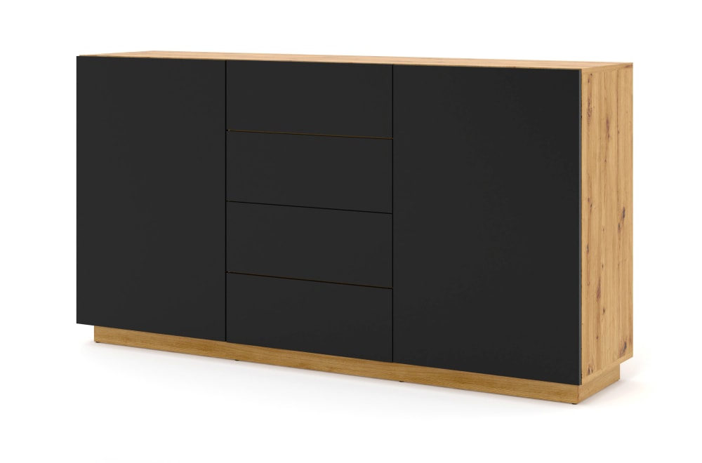 AKL FURNITURE Kommode Holzeffekt Creme und Schwarz style modern Beige Spanplatte