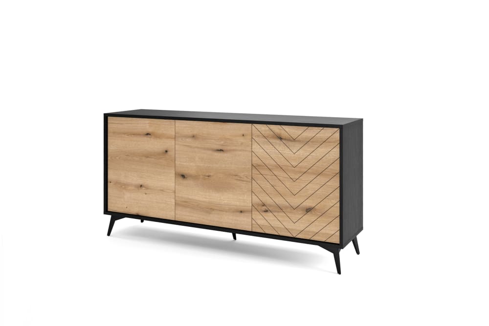 AKL FURNITURE Kommode Holzeffekt Creme und Schwarz style modern Beige Spanplatte