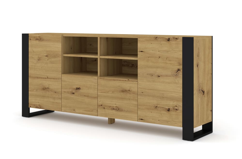 Commode effet bois Crème et Noir Commode effet bois Crème et Noir