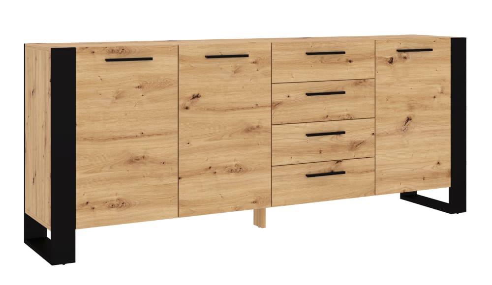 Buffet 3 portes 4 tiroirs panneaux stratifiés marron Buffet 3 portes 4 tiroirs panneaux stratifiés marron