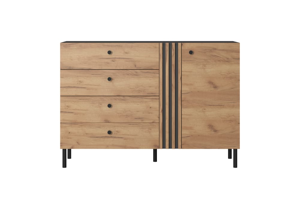 AKL FURNITURE Kommode Holzeffekt Creme und Grau style modern Beige Spanplatte