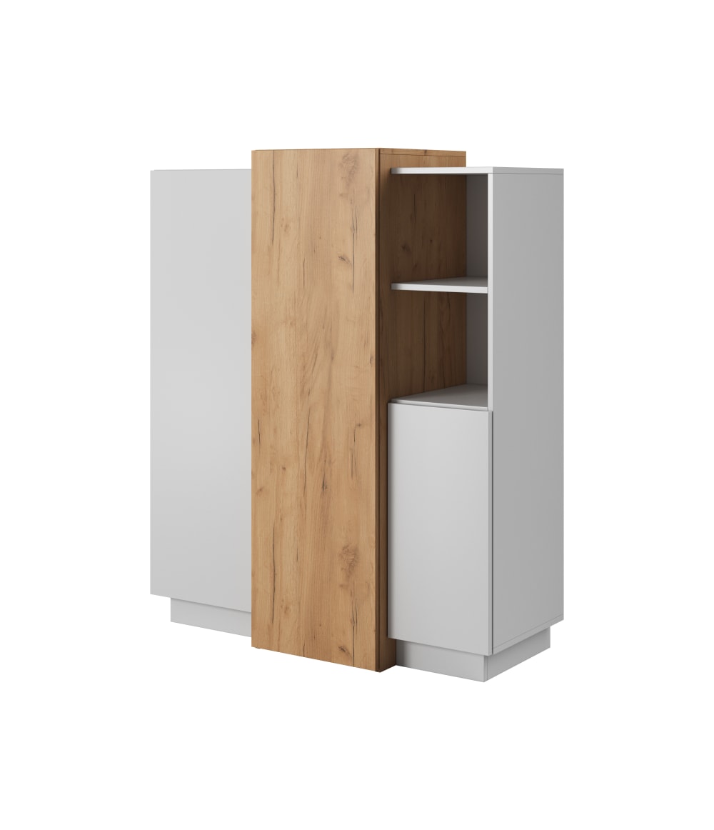 AKL FURNITURE Kommode Holzeffekt Weiß und Creme style modern Weiß Spanplatte