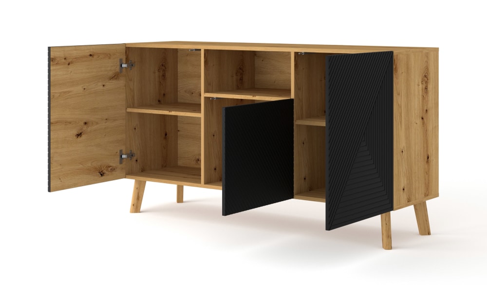 Buffet 3 portes panneaux laminés marron - Maisons du Monde